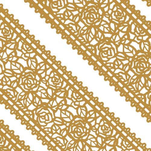 5tlg Große gebrauchsfertige Spitze Tortenband essbar Spitzenbordüre Rosenblüte gold