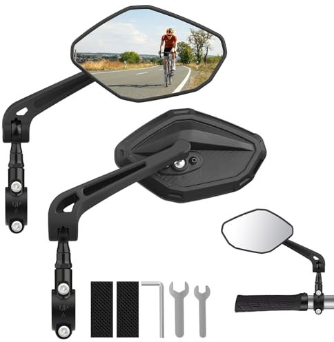 Diyife Bike Mirrors, [Large Wide Angle] [1 Pair] Bicycle Rearview Mirrors, 360°Rotatable Bike Convex Mirrors for Handlebar 22-25mm, Shockproof for Mountain Road Bike Scooter Motocycle