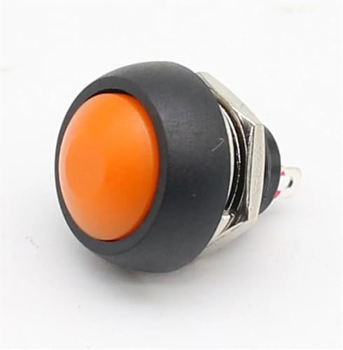 1 mini interrupteur à 2 broches 12 mm 1 A, interrupteur étanche pbs33b 12 V, bouton-poussoir momentané, réinitialisation, non verrouillable pbs-33b(Orange)