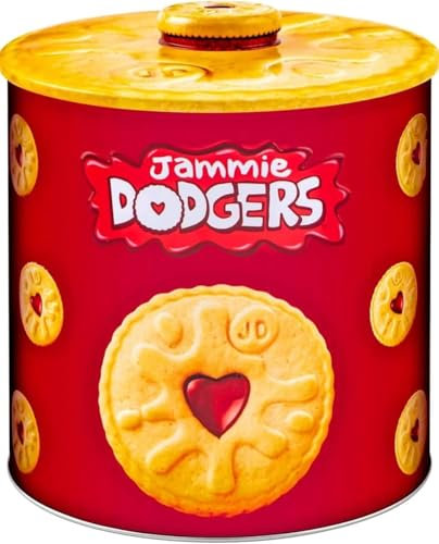 Biscuits Gift Set - Jammie Dodger Biscuit Barrel | Biscuit Tin | Valentine Biscuits Gift | Jammie Dodger Minis With Raspberry Flavoured Jam (Raspberry) 120g