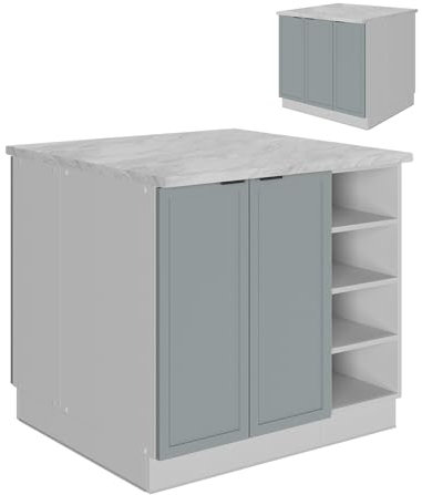 Vicco Kücheninsel Fame-Line, Kochinsel für die Küche, Hellblau-grau, 90 cm ohne Arbeitsplatte