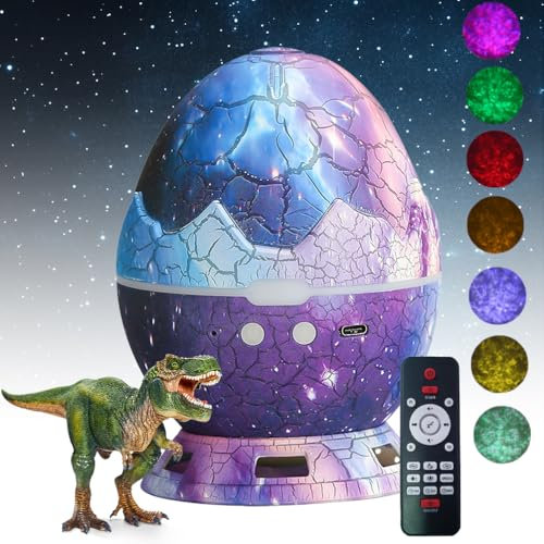 Dinosaur Egg Galaxy Star Projector, Dinosaur Shell-Breaking-Shaped Star Galaxy Night Light with Remote Control, with Bluetooth Speaker, Night Light with White Noise,Nebula, Timer blue