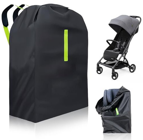 WANDGU Transporttasche für Kinderwagen: Groß 600D Buggy Tasche für Flugzeugreisen, Robuste Gate Check Reisetasche Wasserdicht, Autositz Tasche für Flugreisen Aufbewahrung, 120 x 63 x43CM