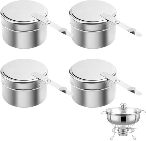 Pack of 4 fuel paste containers, fondue burner, fuel paste for warming containers, fuel paste fondue, fondue fuel paste, for hot pot, dry pot cuisine, buffet, outdoor, camping, hiking