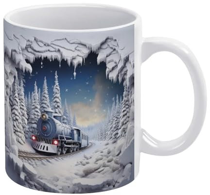 Taza De Café Tren Navideño 3D, Porcelana Taza Cerámica Personalizada Tazas Para Abuela Café Y Té Mujer 330Ml