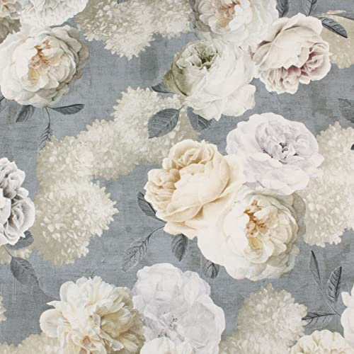 Stoff Meterware Blumen Blüten Blätter Canvas Baumwolle - 1 Meter, Geblümt, Blumenmuster, Kissen, Vorhänge, Tischdecke, Deko, Taschen, Nähen (Weiße Rosen)