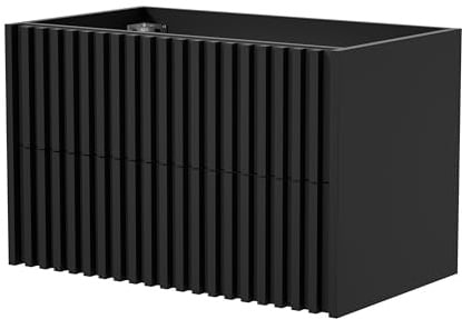 UEV Waschtischunterschrank mit Schubladen Lamellen Badezimmerschrank 80x45x50cm Schwarz