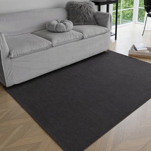 Obundi Schwarz Kurzflor Küchenteppich 80x150cm Waschbare Teppiche | 5mm Dicke, Dünner Teppich, Maschinenwaschbar, für Wohnzimmer, Schlafzimmer, Eingangsbereich, Küche, Esszimmer