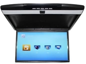 HCZKIUJY Moniteur de Voiture 15/17 Pouces HD LCD écran MP5 Lecteur vidéo Montage sur Toit de Voiture Affichage multimédia Plafond TV Lien Miroir FM IR HDMI Haut-Parleur (15 Pouces Noir)