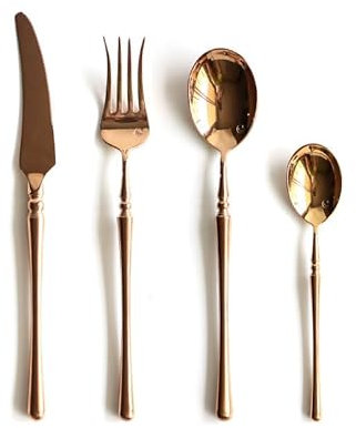 Cutlery Set, 4/16/24/32/40/48 Pieces Retro Mirror Rose Gold 304 Stainless Steel Tableware Set Main Meal Knife, Fork and Spoon (Rose Gold 48 Pieces for 12)