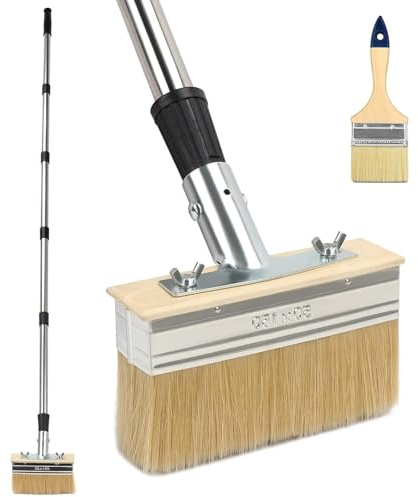 Lasurpinsel Holz Außen 1.5M,Flächenstreicher,Terrassenstreichbürste,Malerbürste, Borstenpinsel,Besonders für Schnellen Farbauftrag, Mit Verlängerungsstiel, Farbpinsel für Alle Lasuren & Lacke
