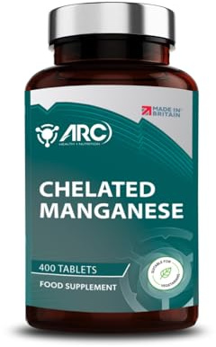 Manganese Bisglycinate 14mg Tablets 400 Vegan Tablets | High Strength Manganese Supplement | Bone Health Cartilage Formation and Connective Tissue Support for Men & Women | Made in UK