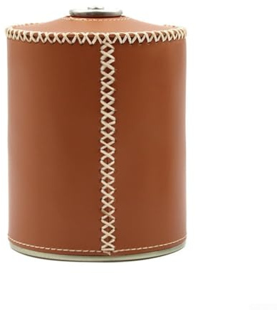 Sisinkal Camping Gas Tank Case Leather Cover Sleeve for 230g 450g Gas Canister Cylinder Protective Storage Case Outdoor Hiking BBQ Cooking Supplies Black Brown White (L brown)