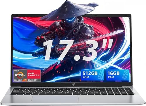 ACEMAGIC Notebook 17.3 Pollici Con 4 nuclei Processore 4300U,Fino a 3,7GHz,5500Mah,Pc Portatile 16 GB RAM DDR4 512 GB SSD,Grafica Radeon™,Wi-Fi 5,BT5.0,3*USB 3.2,HDMI,Privacy Cam,Argento
