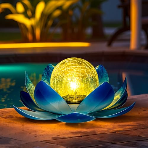 GIGALUMI Solarlampen für Außen, Lotus Garten Solarleuchten für außen