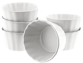 Muffinform Dessertschalen 6er Set aus Porzellan - Wellen Design Weiß