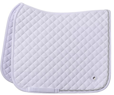 Imperial Riding Schabracke IRH Basic Cotton DR, Dressur-Schabracke mit Rautensteppung, Glitzerpaspel und Metall-Logo, Weiß, Full