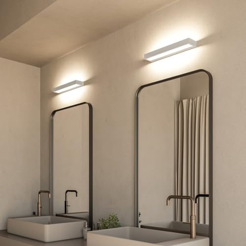 NEONA LINEA LED Wandleuchte Schwarz Aluminium, 340° Drehbare Lichtleiste Warmweiß Blendfreies Licht, Badezimmer Flur Wohnzimmer Wetterfest (Weiß)