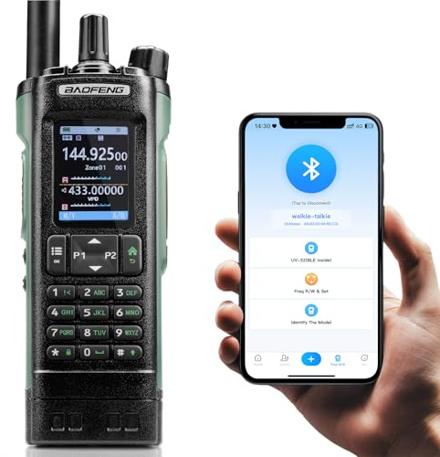 BAOFENG UV-32 10W Dual Band Ham Radio with GPS, CHIRP & Wireless APP Programmable, AM FM Receiver, 2.0” Large Color Display, 1000CHs 10 Zones, Long Range Walkie Talkie for Outdoor Emergency