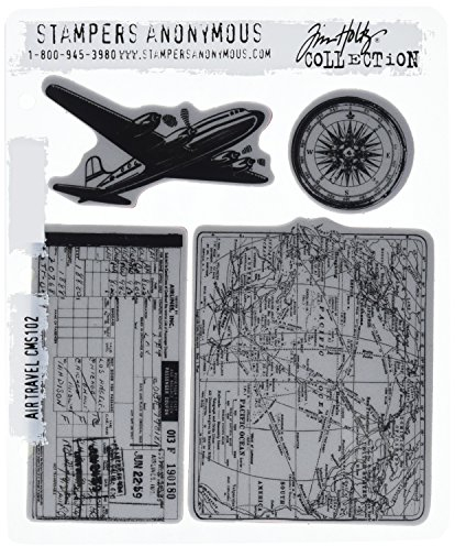 Tim Holtz Air Travel Cling Rubber Stamp Set CMS-102, c1, 7 x 8.5 inches