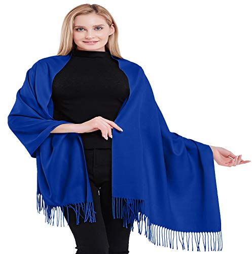 CJ Apparel Königsblau 100% Kaschmir Zweilagige Schals Pashmina Handgemacht in Nepal Schultertuch Schal Umschlagtuch NEU