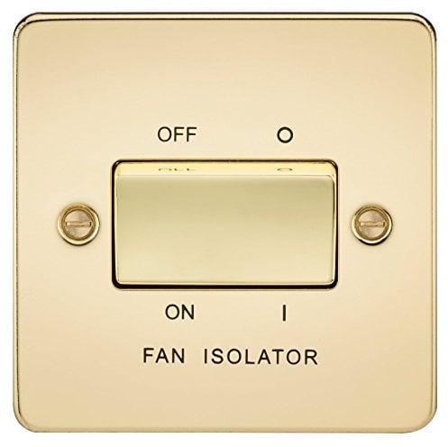 Knightsbridge FPAV1100PB Flat Plate 10A 3 Pole Fan Isolator Switch-Polished Brass, 230 V