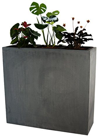 Elegant Einrichten Pflanztrog, Pflanzkübel Fiberglas als Raumteiler 84x30x80cm grau.