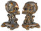 Design Toscano Cyborg Skelett Buchstützen-Statue, Resin, Gold, 14 x 16.5 x 20.5 cm