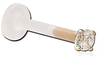 Inoki - Micro Labret Bioflex Zirkonium 2mm Design 14k Gold