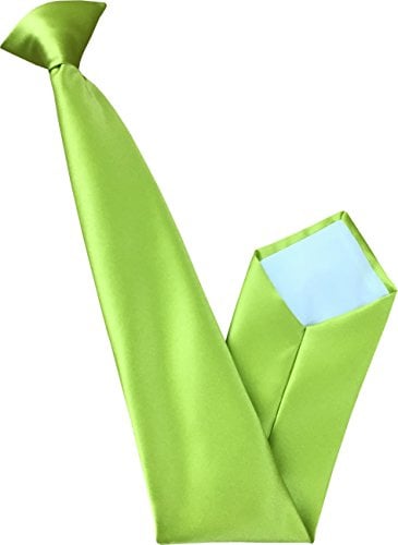 Corbata GBTC para hombre, 100 % satén, color verde lima, lime green, Clip On Tie Length: 20 inches