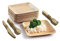 Streetfood Packaging: 100-Pc Eco Friendly Palm Leaf Plates and Wooden Cutlery Set | 25 x 10 Bamboo Plates, 25 Forks, 25 Spoons, 25 Knives | 100% Compostable, Biodegradable, Disposable Party Plate