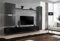 All4All Wohnwand SW 8 - Wohnzimmermöbel - Schrankwand für Wohnzimmer - Wohnzimmerschrank - Anbauwand Hängend - Modern Grau+Schwarz 21