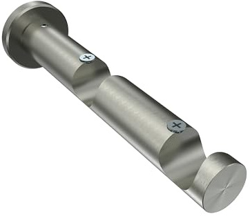 INTERDECO Gardinenstangen Träger und Wandhalter 2-läufig, aus Metall, Edelstahl-Optik, Halterung für Vorhangstangen 20 mm und Innenlaufstangen, Abstand 7,5 und 14,5 cm, zur Wandmontage, Typ 1120212
