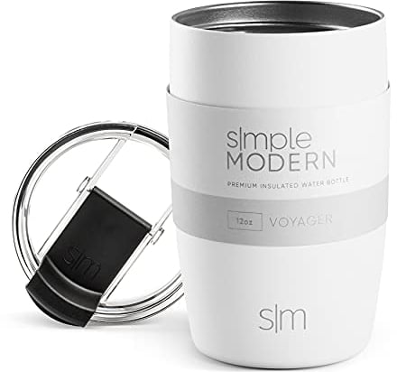 Simple Modern Travel Coffee Mug Tumbler with Flip Lid | Insulated Stainless Steel Iced Coffee Cup | Gifts for Women & Men | Voyager Collection | 350ml | Winter White