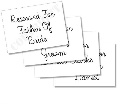 4 x Personalised Reserved Sign Seating Name Place Cards A7