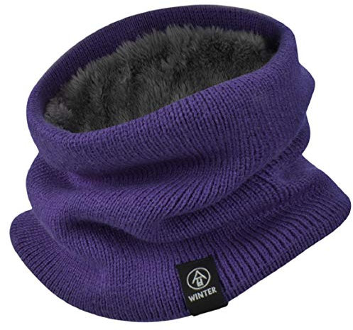 Yuson Girl Winter Knitted Fleece Snood Scarf Neck Warmer Windproof Stretchy for Women Men Sports Running