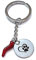Mavijewel Portachiavi Uomo Donna in Acciaio con Pendente Corno Portafortuna Personalizzato/Corna/Zampa/Albero della Vita/Mano di Fatima/Made in Italy/spedizione Gratuita (Corno e Zampa Cane)