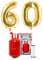 PARTY FACTORY Helium Set 60 mit XXL Zahlenballons, Ballongas und Ballonschnur - für Geburtstag, Jubiläum, Jahrestag; Gold, Silber, Schwarz, Pink, Rosa, Rosagold, Bunt (Gold)