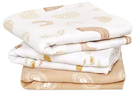 aden + anais musy Spucktücher, Mulltücher-Set für Neugeborene & Kleinkinder, 100% Baumwolle Mehrzweck-Babytücher für Mädchen & Jungen, 70x70cm, 3er Pack, Keep Rising