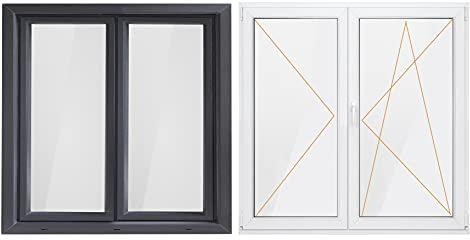 Bastion Fenster 2 Flügel Dreh Stulp, 2-fach Verglasung RC2 BA außen anthrazit/innen weiß 70 mm Profil (1200x1200 mm Rechts)