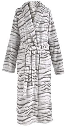 zo Home Flanell Fleece Bademantel Siberian White Tiger - Grey, gray, S