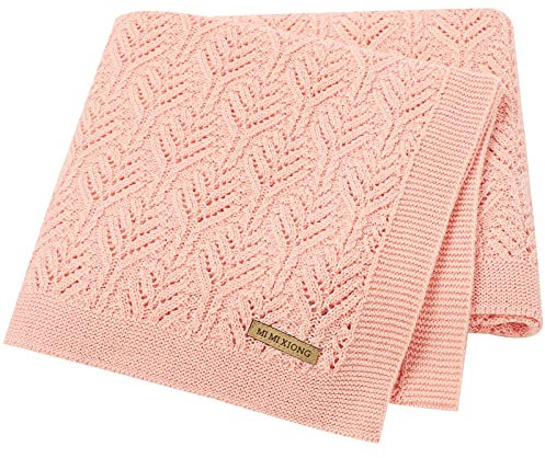 LAWKUL Babydecke 100% Baumwolle Zellulare Decke Weich Gestrickt Babydecken für Neugeborene Jungen Mädchen Kleinkind 100x80cm (Rosa)