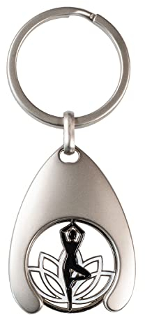 happyROSS Porte-clés avec jeton de chariot Yoga, Couleurs métalliques, 75x30mm