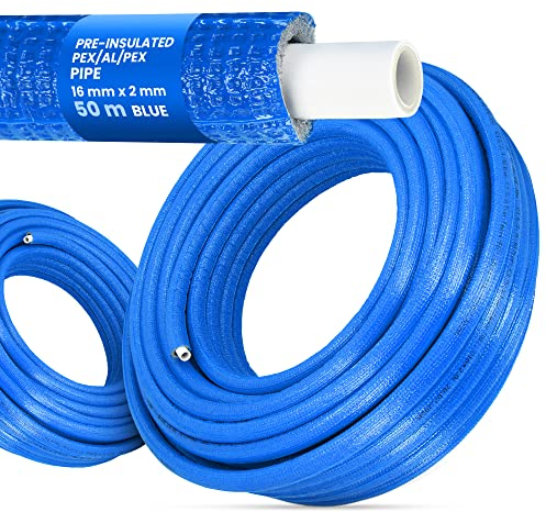 Vorisoliertes PEX/AL/PEX-Rohr Polyethylen-Ummantelung Stark Langlebig 16 x 2 mm Blau 50 m Wasserversorgungs-Heizsysteme