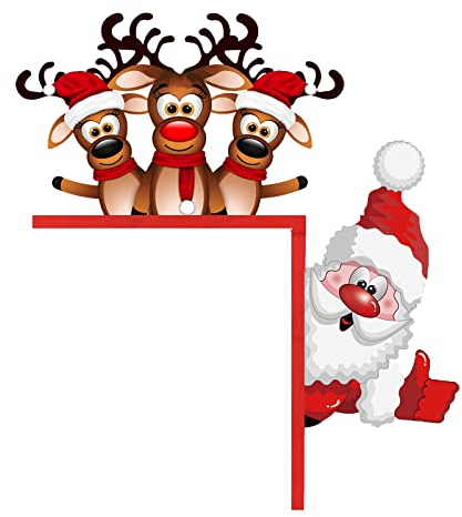 Lustige Weihnachten Türrahmen Dekorationen, Weihnachtsdeko Weihnachtsmann Deko, Weihnachtsdeko Purzelnde Elche, Weihnachtsmann für Türrahmen Deko Holz Weihnachten Türrahmen Ornament Für (D, One Size)