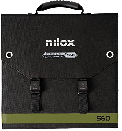 Nilox, Solarpaneele S60, Monokristallines Photovoltaik-Panel, 60 W, für den Hausgebrauch, Laden von Geräten mit 5 V, Power Station und Haushaltsgeräten bei Anschluss mit Wechselrichter
