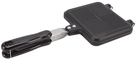 Sandwichera de Hierro Doble para Tartas, Máquina para Hacer Tartas de Hierro Fundido con Mango Antiescaldado, Equipo de Cocina para Fogatas, Sartén de Hierro para Tartas de Camping para Llamas Abierta