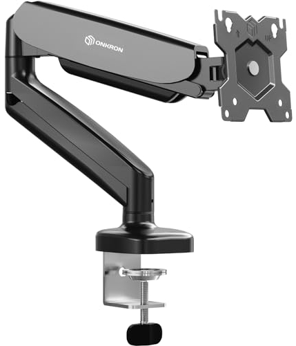 ONKRON Single Monitor Arm Desk Mount for 13 – 32 Screen, monitor Desk Mount up to 8 kg - Gas Spring Monitor Arm VESA 75x75 & VESA 100x100/Screen Holder for Desk Tilt Swivel Rotation G50-B Black