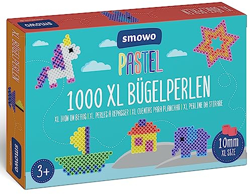 Smowo® Lot de 1000 grandes perles à repasser de 10 mm - Pour enfants à partir de 3 ans - 6 couleurs pastel XL - Lot de perles créatives…