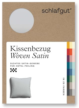 schlafgut Woven Satin Kissenbezug 80x80 cm Grey Light Uni in Premium Hotelqualität, Kopfkissenbezug einzeln mit 100% weicher Baumwolle